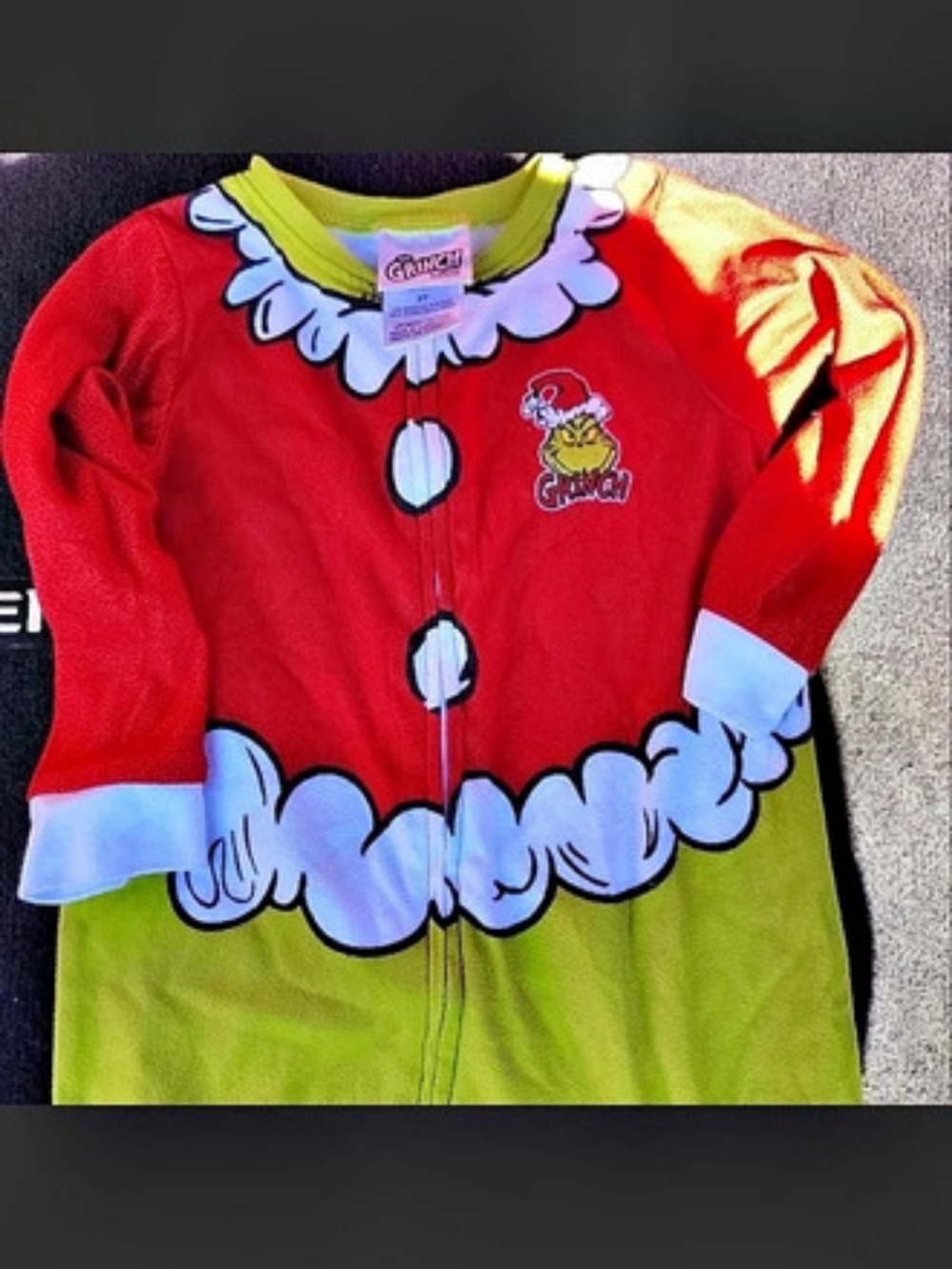 Dr. Seuss The Grinch Santa Costume Footed Sleeper Pajamas Red & Green 2T